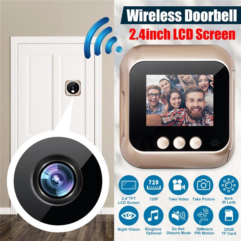 Smart Video Doorbell HD720P Night Vision PIR Motion Detection 2.4 display for home New Door bell with Camera LED