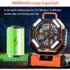 20000mAh Rechargeable Portable Camping Fan, Tent Fans with LED Lantern, 4 Wind Speeds, 4 Timer Modes, Desk Fan w/Remote, 360° Rotation Hook