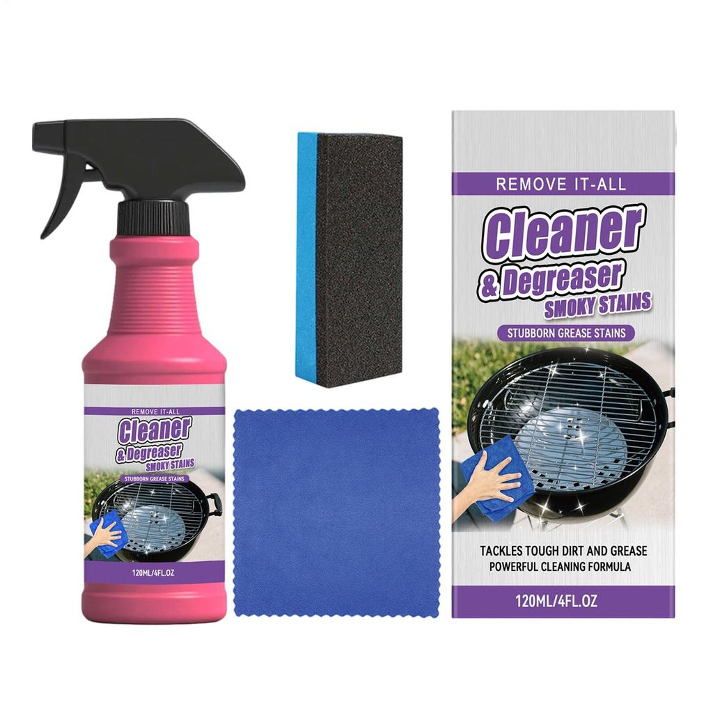 120ml Grill Cleaner Spray for BBQ Oven Stove Grease Remover Heavy Duty Degreaser Baked On Grease Burnt On Food Outdoor Indoor