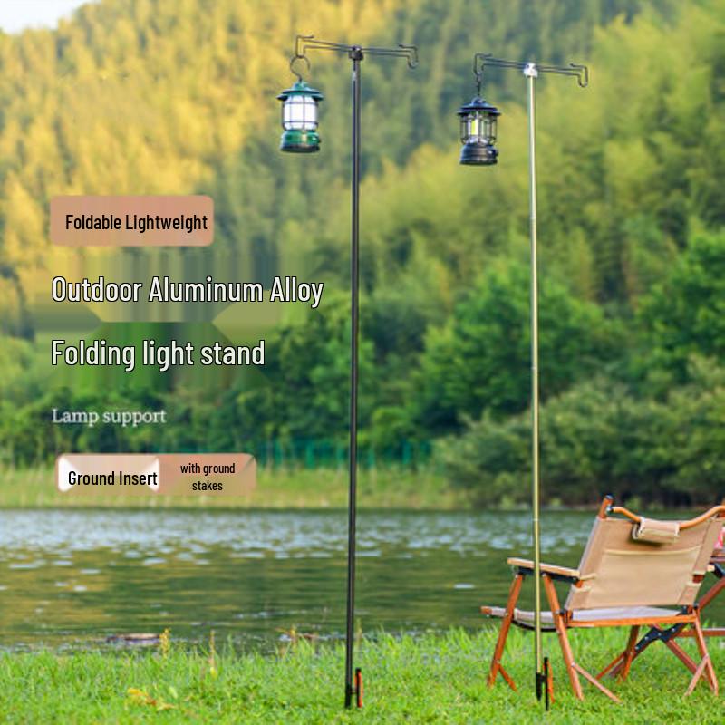 Aluminum Camping/Fishing Lantern Stand - Portable, Folding, Outdoor Lamp Pole Storage
