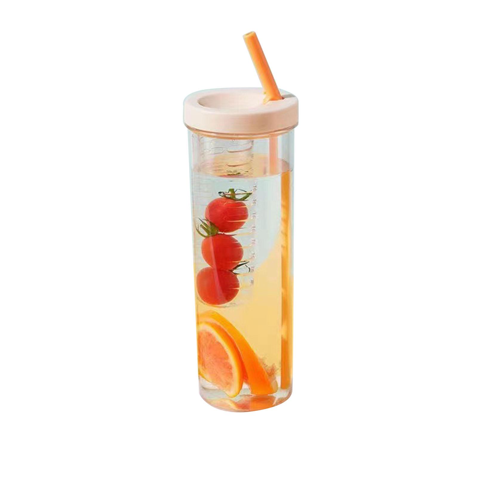 700ml Beker met Rietje Transparante Plastic Waterfles met Rietje Draagbare Sapbeker Drinkfles Grijs Light Yellow
