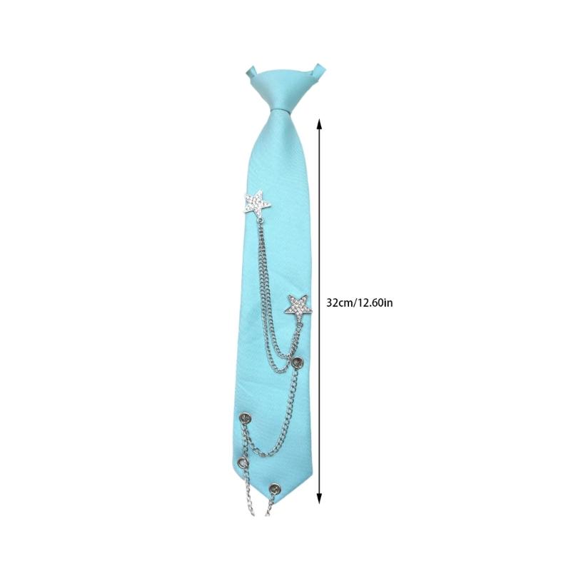 Uniform Ties For Janpanese JK Uniform Cosplay Accessory Neckwear Jk Seifuku Anime Necktie with Rhinestones Metal Chain