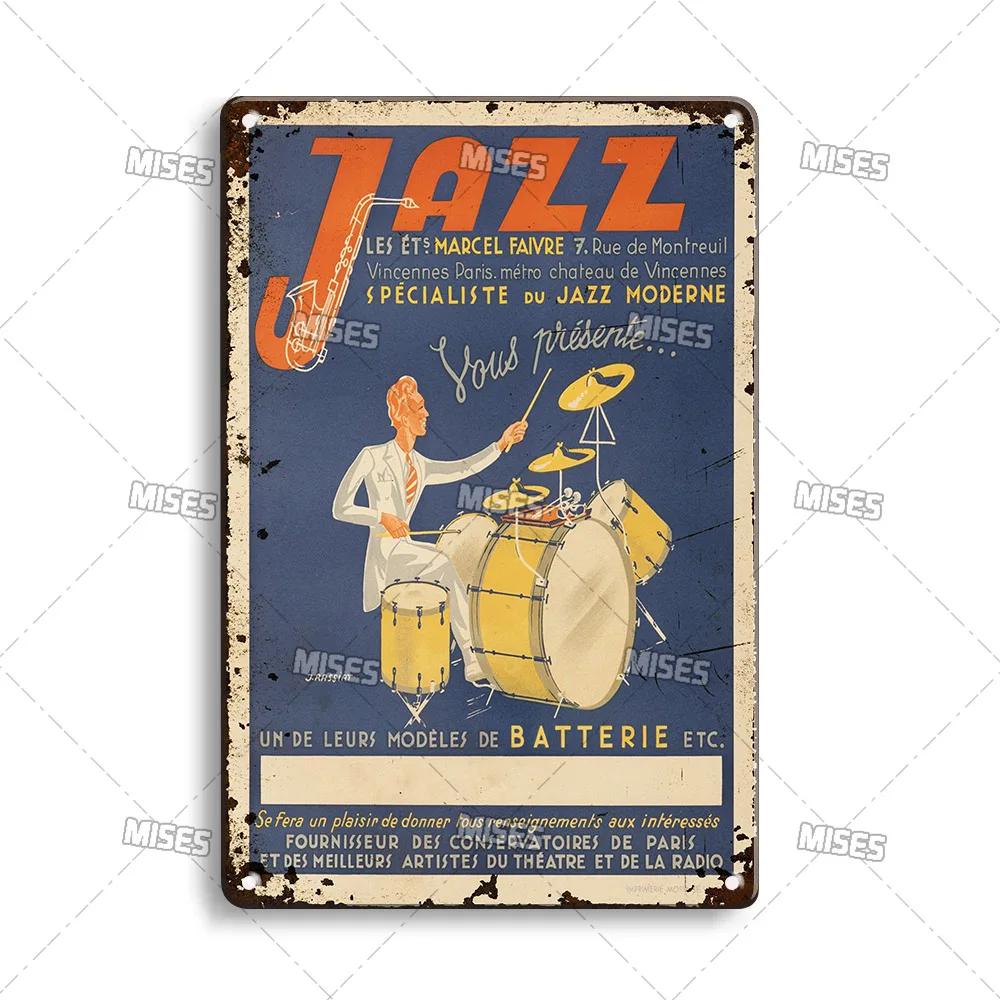 MISES JAZZ Metal Poster Vintage Metal Tin Sign Decorative Plate Metal Sign Music Metal Plaque Home Bar Studio Industrial Decor