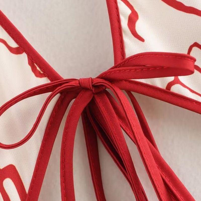 Jnleaog Autumn New Women's Clothing Fashion Style Retro Sexy Halter Floral Cut Out Long Dress