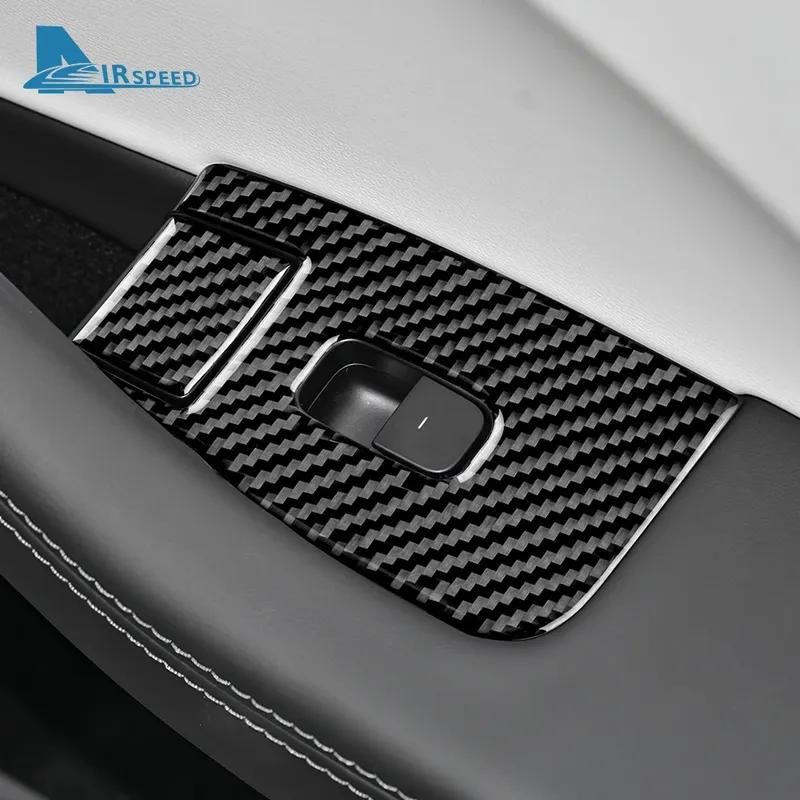 4pcs Real Soft Carbon Fiber Window Lifter Switch Sticker For Tesla Model 3 Highland 2024 2025 Trim Accessories