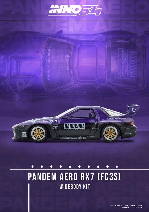 Inno Models Scale Mazda RX7 PANDEM ROCKET BUNNY Purple Finished Product 1/64 (FC3S) RX7FCP-PB