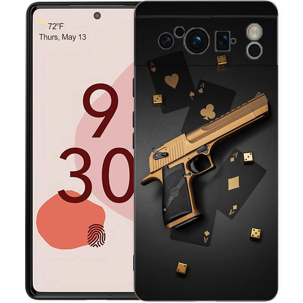 

Cool Cartoon Gun Phone Case For Google Pixel 9 8 7 6 Pro XL 8A 6A 7A 5G Soft Shockproof TPU Black Cover Fundas Pixel 9 Pro