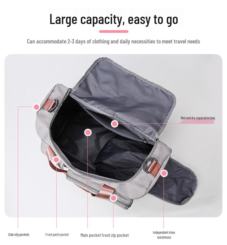 Women's Waterproof Yoga Fitness and Travel Bag - Versatile, Large Capacity, Handheld or Over-the-Shoulder, Fits On Luggage Trolley