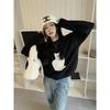 Koreansk stil Dam Kort Pullover Stickad Tröja Höst och Vinter Retro Lös Topp