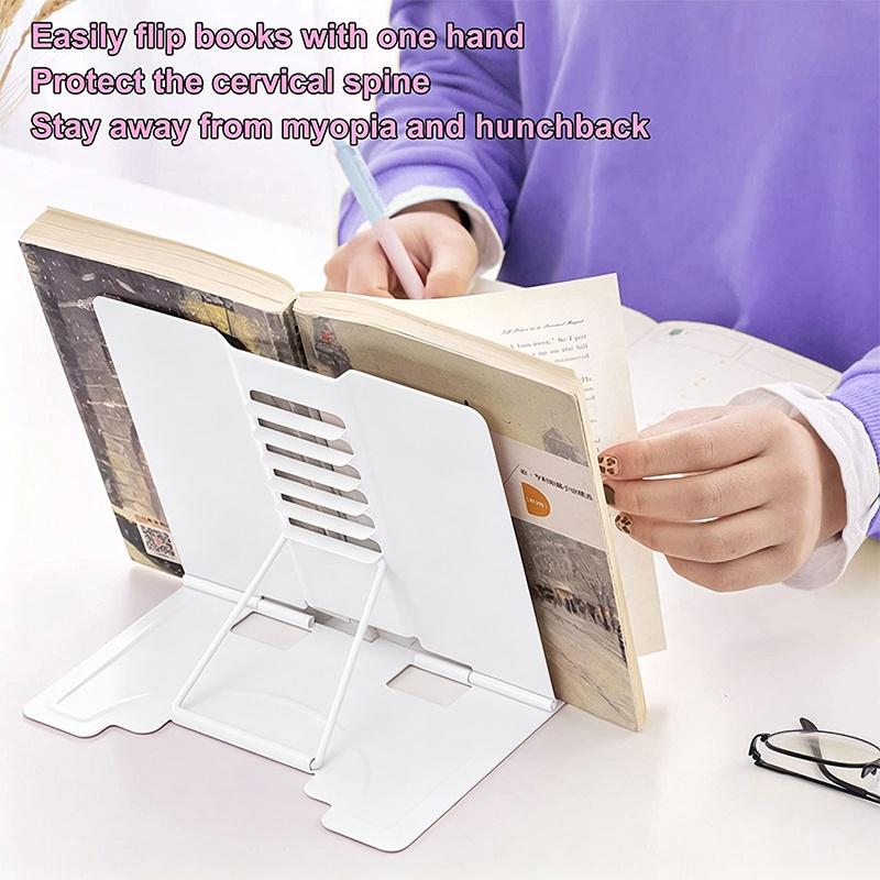 Multi-angle Metal Desk Book Reading Stand Adjustable Foldable Holder Lightweight Portable for Travel Study Student Support Rack