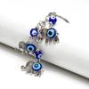Lucky Eye Alloy Fatima Hand Elephant Owl Tree of Life Keychain Blue Turkish Evil Eye Key Chain Car Keyring for Women Men Jewelry