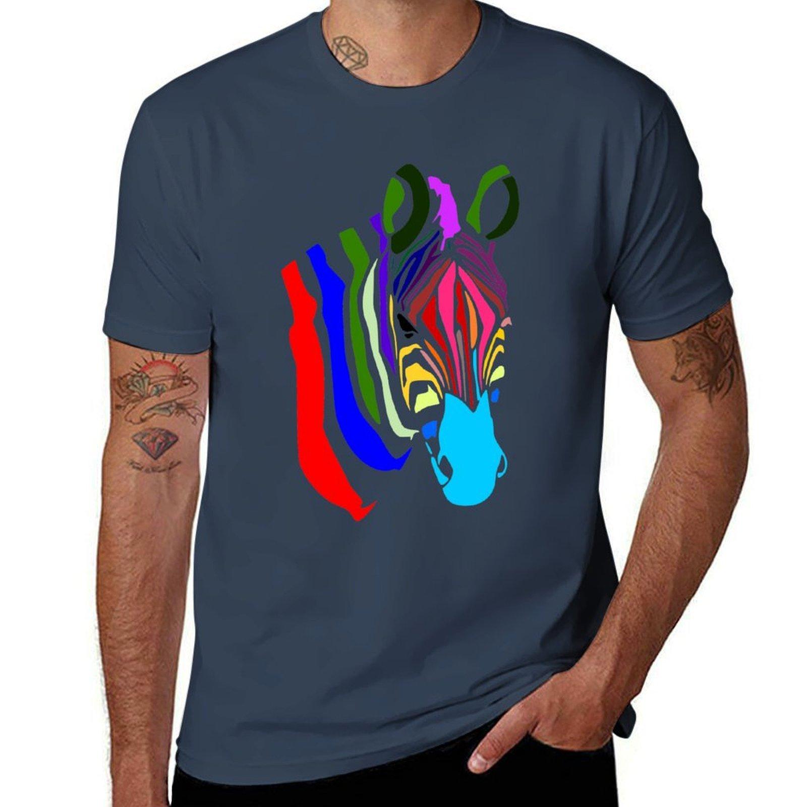 Zebra Rainbow Zebra Tshirt Christmas Casual Short Sleeve Top S