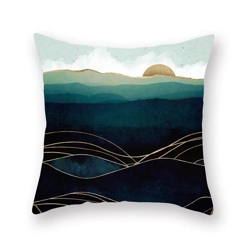 45x45cm Abstract Art Geometric Mountain Sunset Octopus Creative Pillow Cover Sofa Office Seat Cushion  Home Decoration