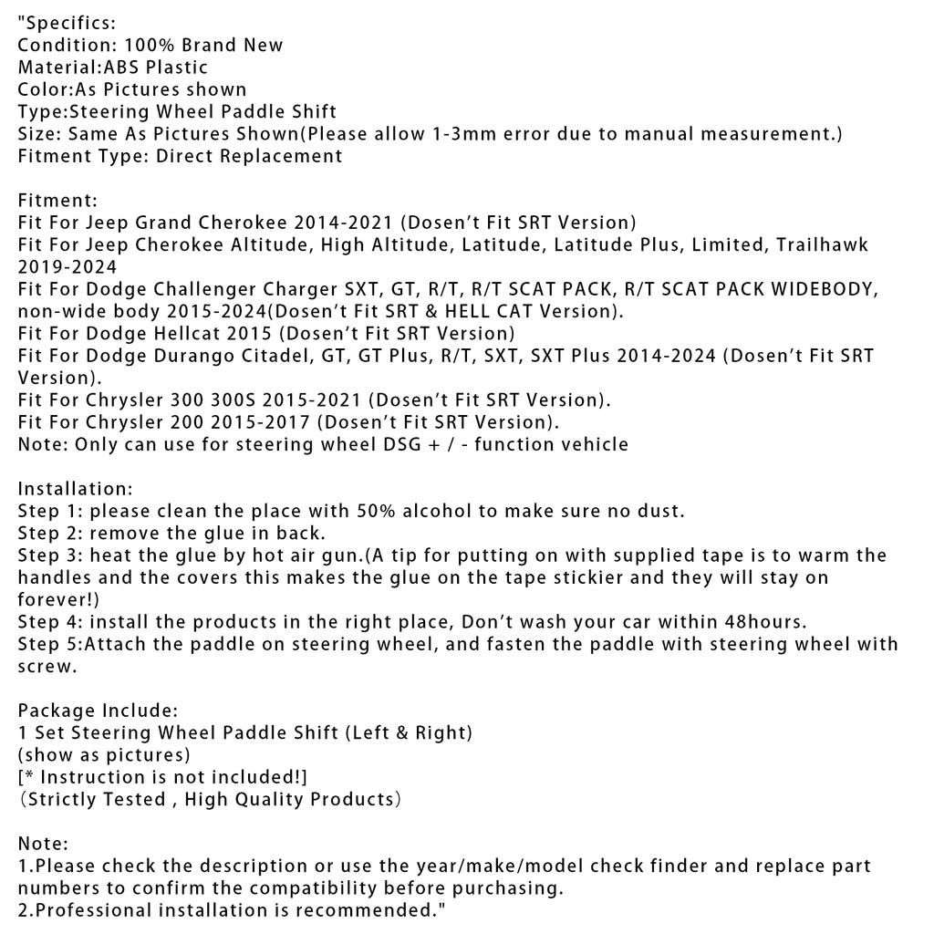 Jeep Grand Cherokee 2014-2021 İçin Direksiyon Simidi Vites Kolu Uzatmaları