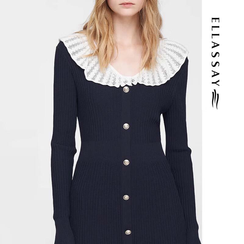 ELLASSAY Hepburn Style Color-block Knit Dress