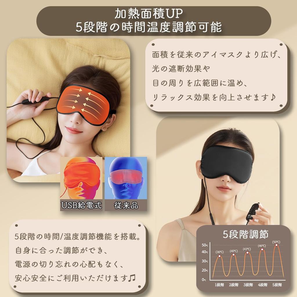 violeta Eye Soft to the Easy to Washable Temperature Relax Sleep Mask, Hot, Silk-like, Touch, Reusable, Timer, USB, Blackout, Use, Lightweight, Cover,