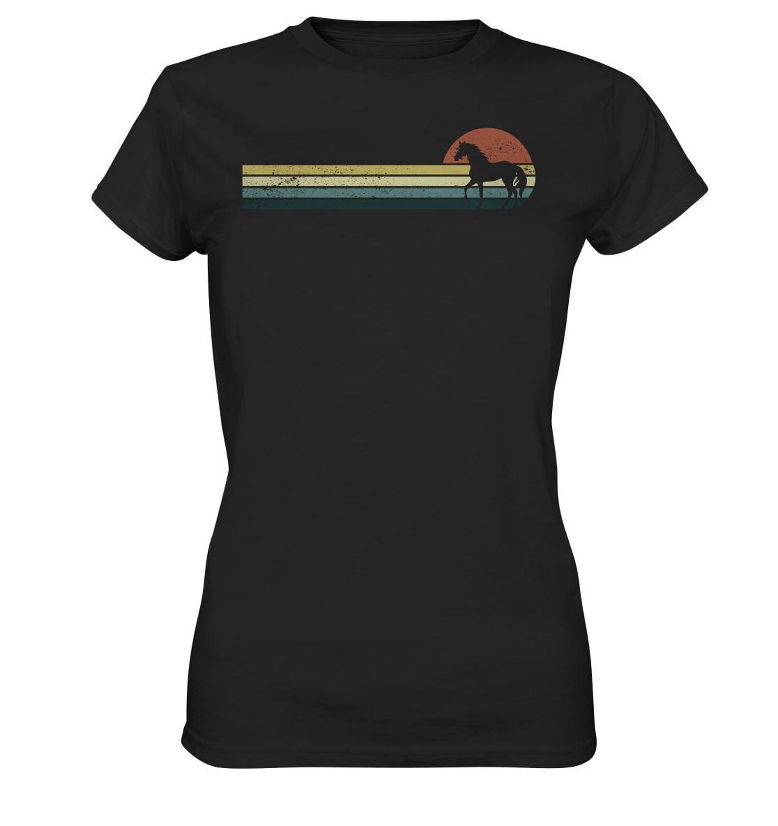Horse Vintage Horse T-Shirt Riding Retro Rider - Ladies Premium Shirt 2XL