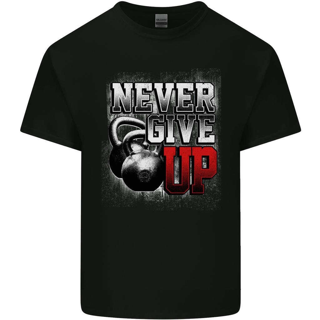 Never Give Up Gym Training Top Bodybuilding Unisexs Light Cotton TShirt