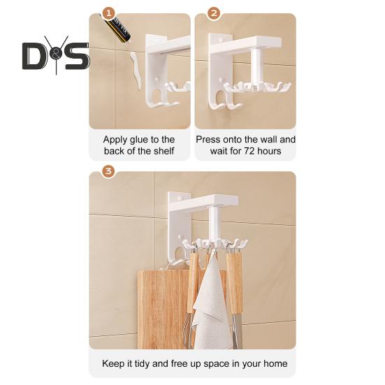 Kitchen Rotating Hooks for Utensils 10 Claw Cooking Utensil Rack for Spoons Pot Rags 360 Degrees Rotation Wall-Mounted Hanger Holder