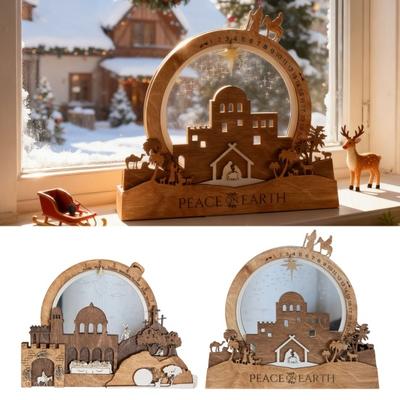 Nativity Scene Countdown Ornament Christmas Lighted Nativity Scene Centerpiece The Resurrection of Jesus Easter Ornament for Indoor Tabletop Mantel