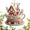2D Acrylic Easter Tree Ornaments Easter Party Decor Key Chains Kids Gift Home Decorations Seasonal Decor Backpack Charm Hanging