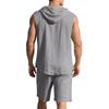Mens Summer 2 Piece Outfit Shorts Set with Sleeveless Hooded Shirt Top Cotton Beach Casual Loose Fit Comfortable Athletic