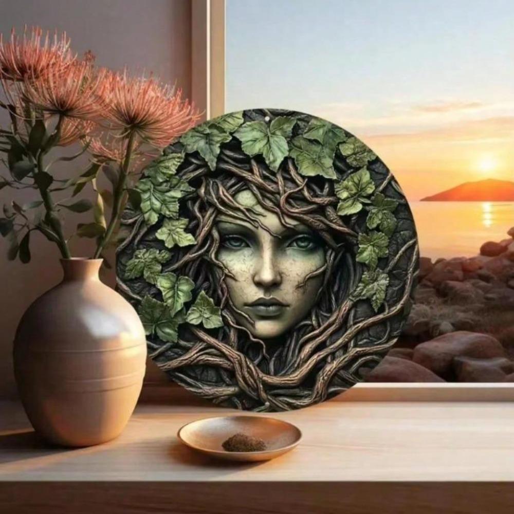 Handmade Metal Tree Face Wall Art, Rustic Aluminum Nature Decor