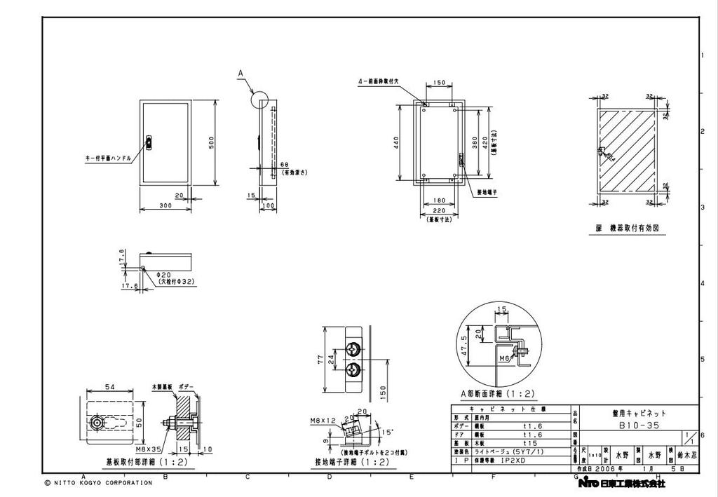 Nitto Kogyo Panel Cabinet, Exposed Type, B10-35