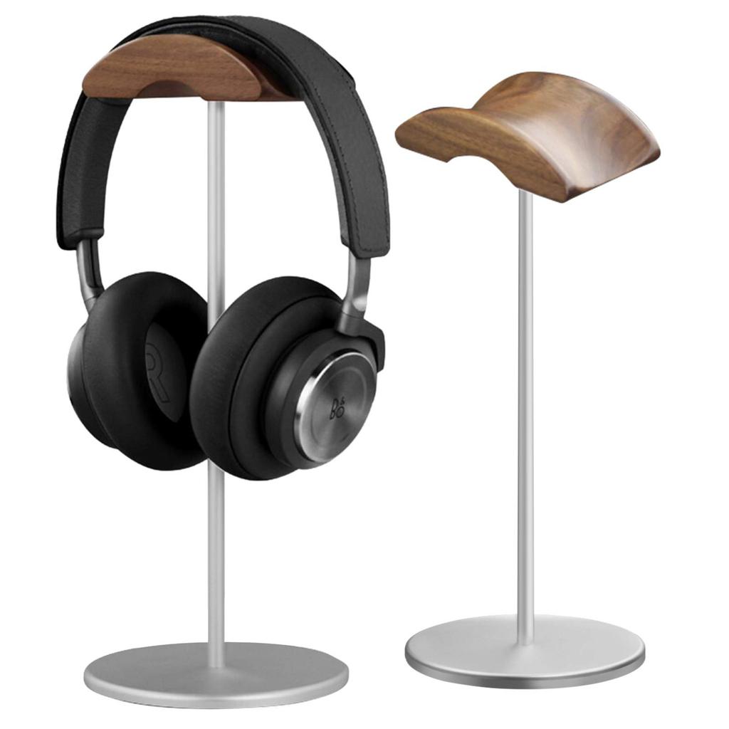 Stojan na sluchátka kantof, přírodní dřevo, vysoce kvalitní černý ořech + hliníková slitina, stojan na sluchátka, elegantní věšák na sluchátka, práce na dálku, hraní her, interiér