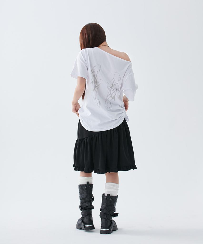 Escape From [Escf X Hot Today] Pocket Point Frill Midi Skirt Black