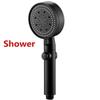 Shower Head Water Saving Black 5 Modes High Pressure Shower One Button Stop Water Massage Ecological Shower Accessories