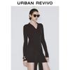 UR Damen Retro Verbandstrick A-Linien-Kleid
