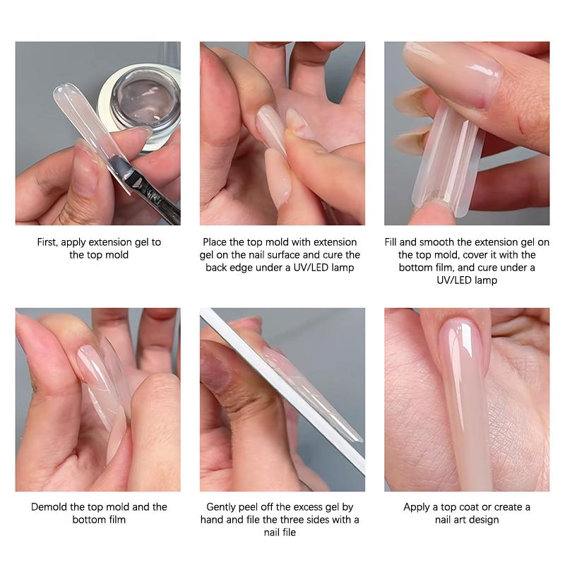180pcs/3Box Sandwich Dual Nail Forms 15Size Quick Extensions-Dual Forms T-shaped Ellipse Manicure Forms Top Mold Bottom Mold