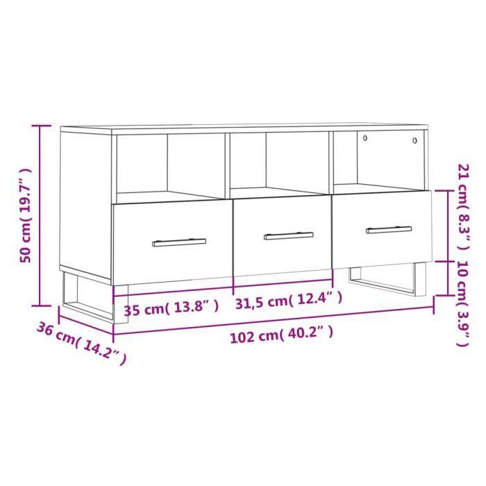 VidaXL Meuble TV gris béton 102x36x50 cm bois d'ingénierie 829064