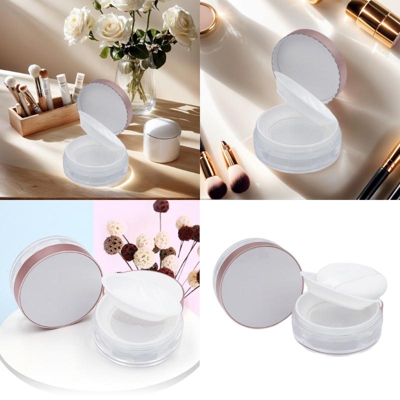 Loose Powder Containers,Reusable Empty Makeup Powder Case with Elasticated Net Sifter for Setting Powder,Face Powder