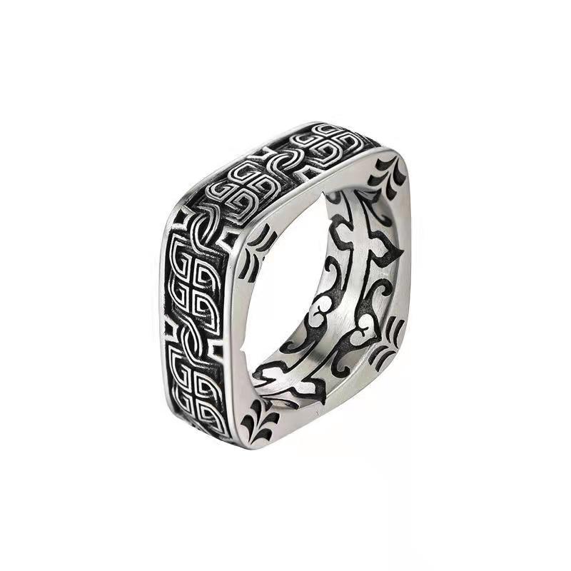 Ring Men's Retro Square Circle Pangu Men's Personality Domineering Ring Jewelry 2026