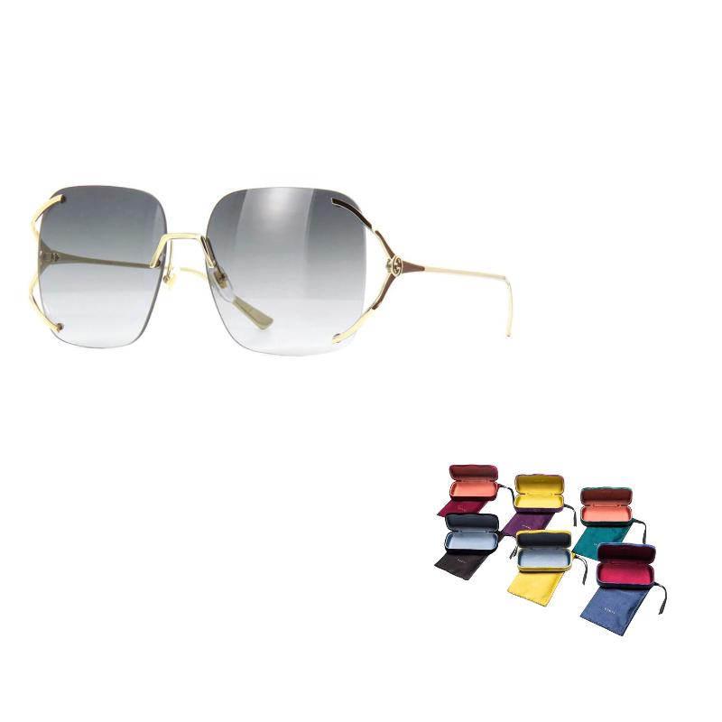 Gucci Randlose Quadratische Sonnenbrille mit Farbverlauf Grau Damen Sonnenbrille GG0646S-001 Dust Bag+Eyeglass Case (Random Color)