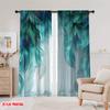 Set Of 2 Flat Printing Scene Curtains Feather Versatile Durable Polyester Without Electricity Spring Party Holiday Decor Curtain Made