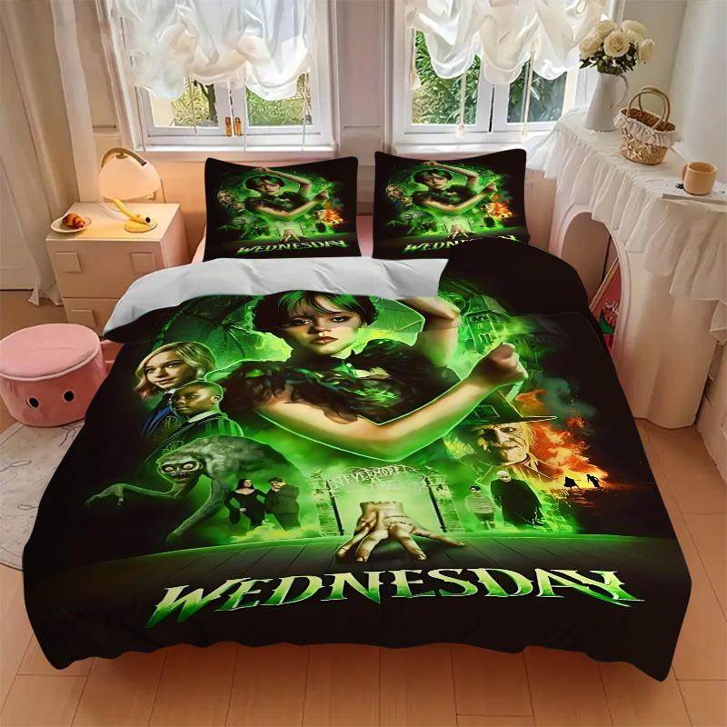 3pcs WEDNESDAY Addams Duvet Cover Set, 1 Duvet Cover + 2 Pillowcases (No Insert), High-Definition Print, Home & Dorm Set Yy251208061