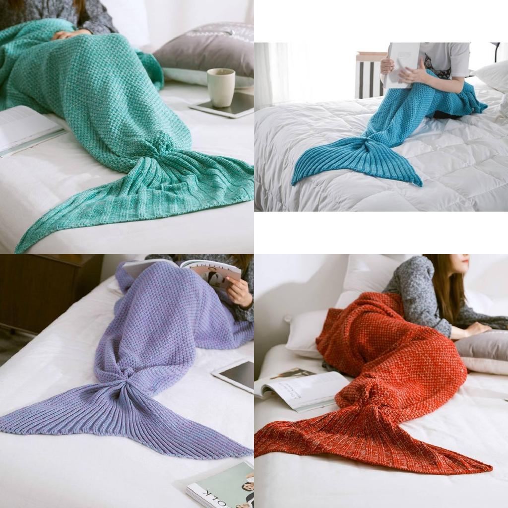 Beautiful Mermaid Tail Blanket Luxurious Soft Knitted Acrylic Blanket For Home Decor