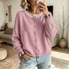 Women's Casual Color Loose Fit Long Sleeve Knit Cardigan for Everyday Wear