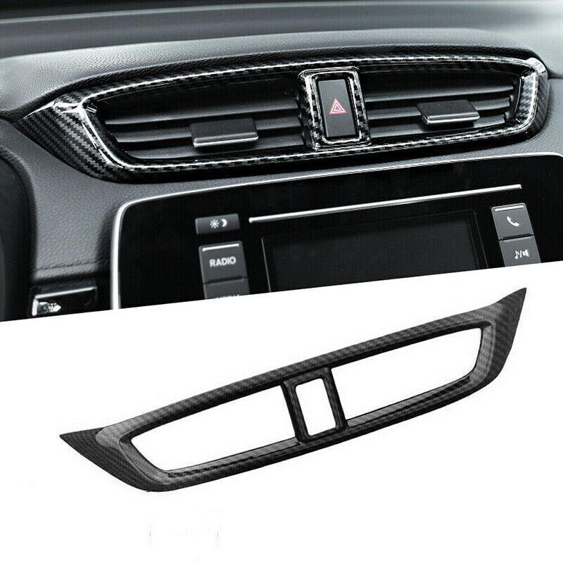 For Honda CR-V CRV 2017- Carbon Fiber Center Air Vent Outlet Cover Trim