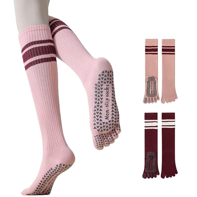 

[Lifemaster] yoga socks pilates socks anti-slip Antibacterial and deodorizing grip socks 5 fingers socks 22-25cm yoga dance fitness training ladies