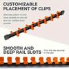 3 szt. Pomarańczowy Zestaw Szyn Organizacyjnych na Nasadki Napędowe dla Nasadek 3/8" 1/4" 1/2", Szyna Uchwyt na Nasadki, Pomarańczowy Uchwyt na Nasadki, Montowany Przesuwny Stojak Tackowy Szyna Narzędziowa