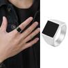Simple Square Agate Stone Men's Fashion Jewelry Accessories Versatile Ring