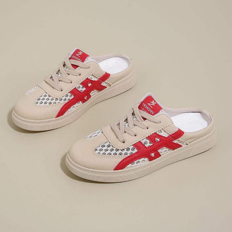 Summer new breathable little white shoes female student versatile half-drag casual net slippers female