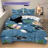 3pcs Animal-themed Whale Ocean Soft and Comfortable Breathability, Bedding Set, Machine Washable, Suitable for All Seasons166