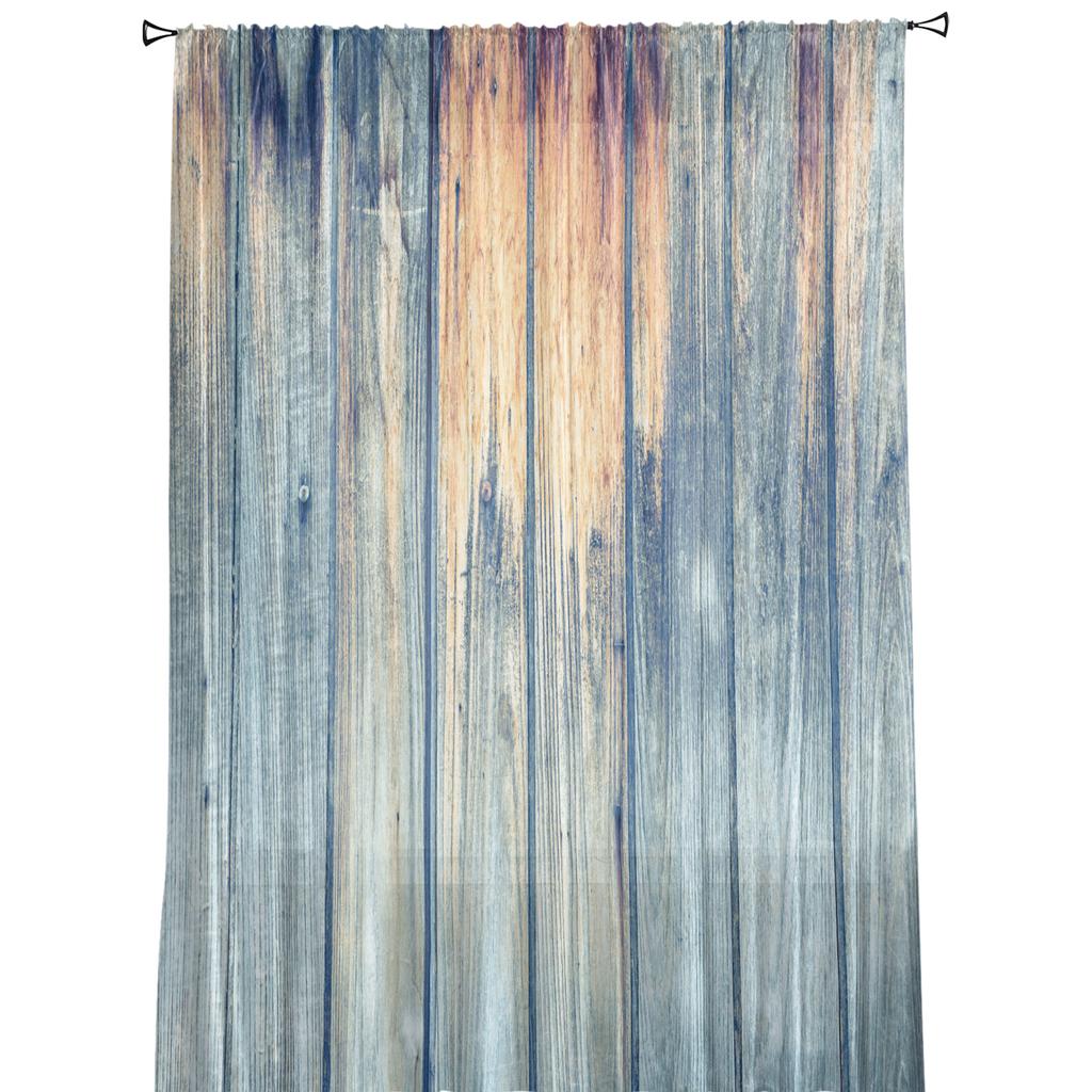 Old Wooden Board Sheer Curtains for Living Room Decoration Window Curtains for Kitchen Tulle Voile Organza Curtains