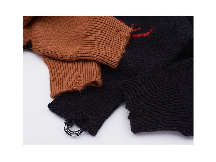 XHK2568 Plus Size Women's Winter Sweater - Hollow Out Butterfly Design, Soft and Cozy