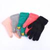 1 Pair Unisex Winter Gloves Thick Plush Five Fingers Non-slip Touch Screen Solid Color Stretchy Heat Retention Cycling Outdoor Activity Gloves